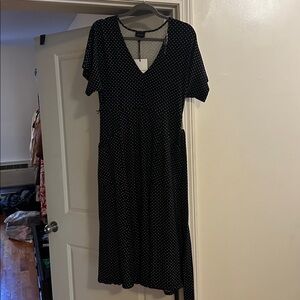 Who What Wear Black and White Polka Dot Dress